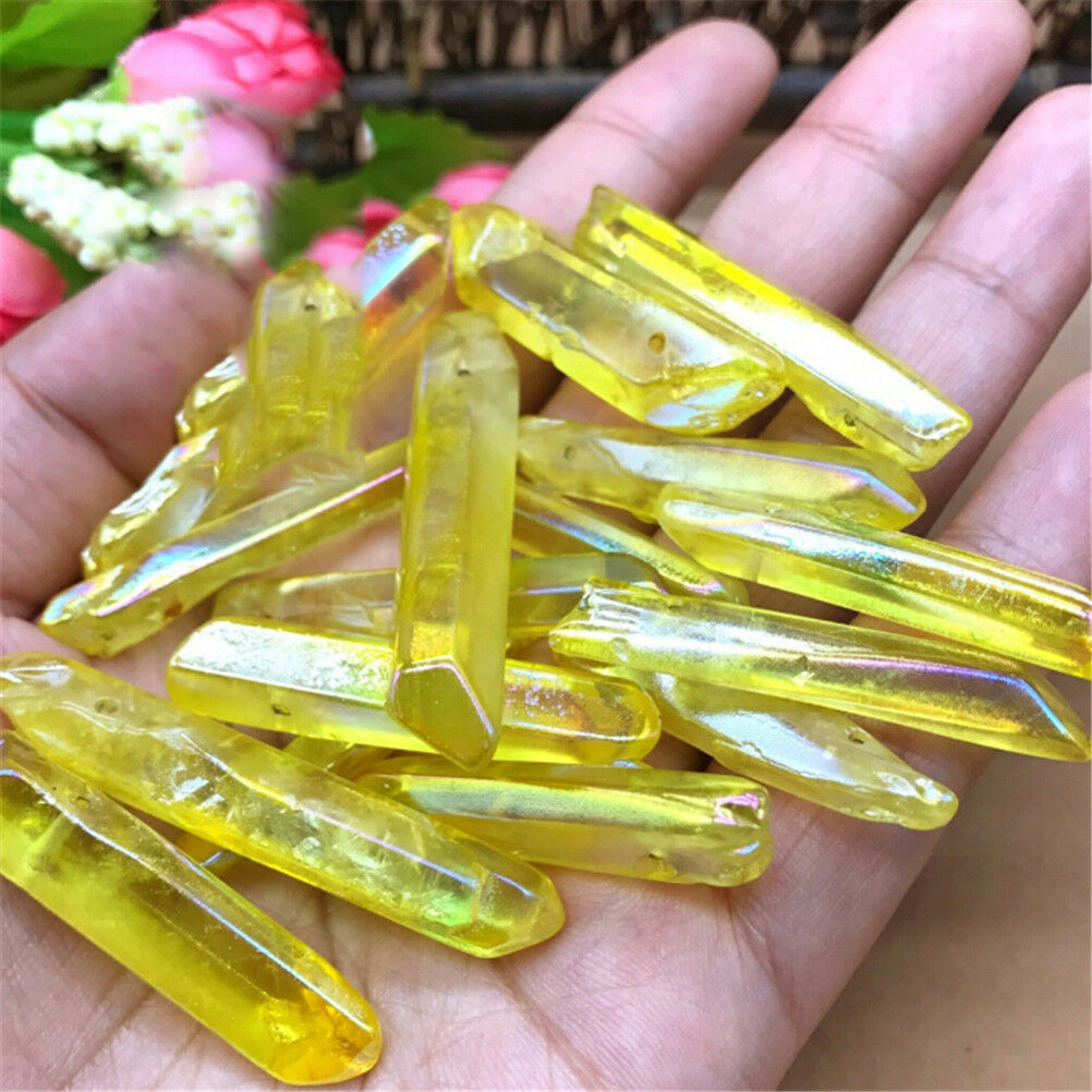 1PC Yellow Natural Quartz Crystal Stones Point Healing Treatment Stone Dec.l8