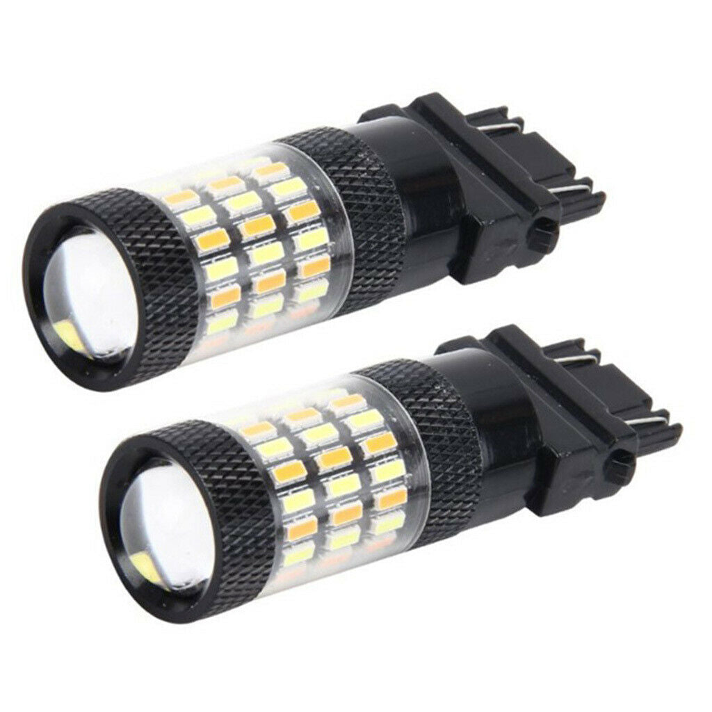 2 Pieces 3157-4014-60SMD LED Turn Signal Fog Driving Light Bulbs Amber+White