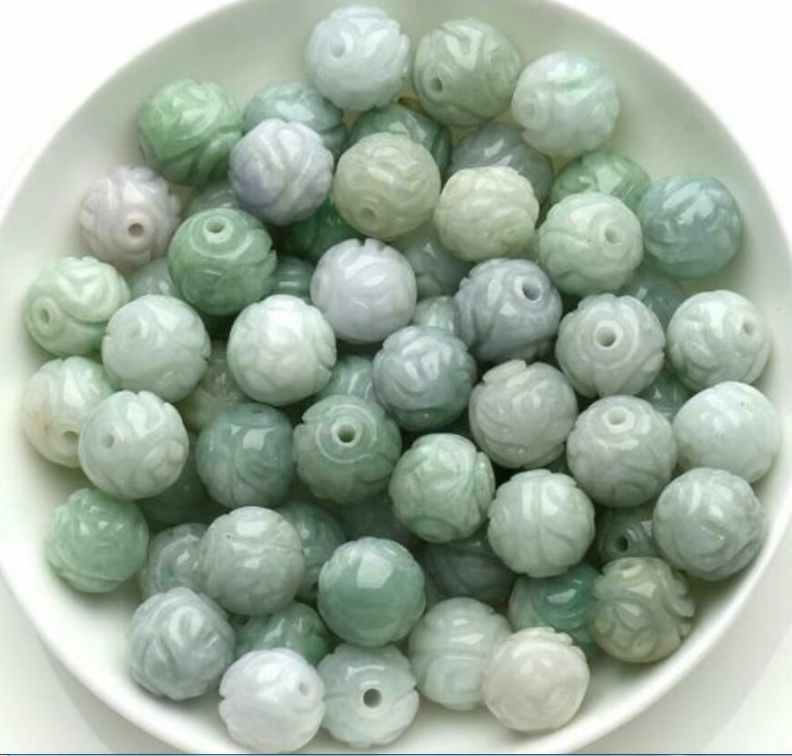 Wholesale 20pcs A goods 13-13.5mm Natural Jade Jadeite Carved Loose Beads