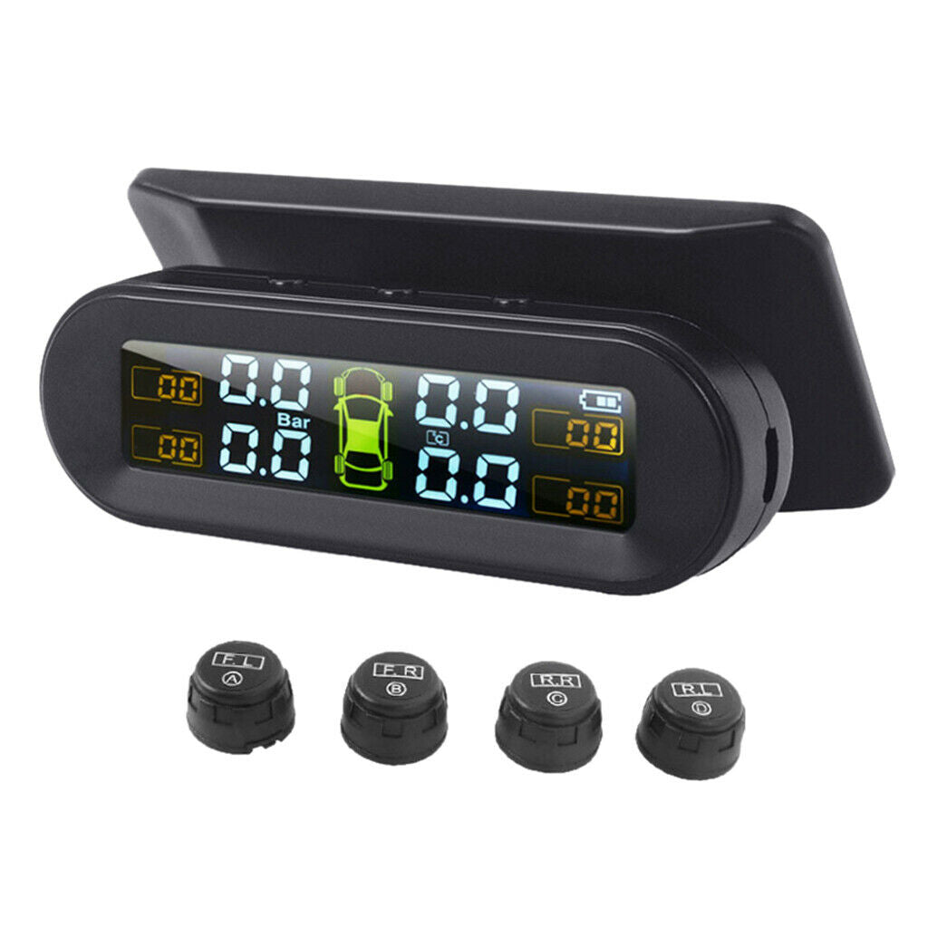 2x Car Tire Pressure Monitor w/ External Sensor for RV Solar USB Charge TPMS