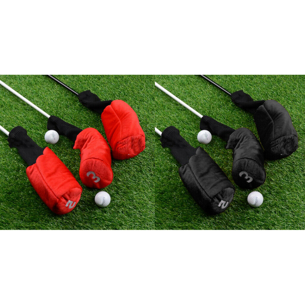 6pcs Golf Club Cover Wood Headcover Protector Long Neck Socks Sleeve Bag