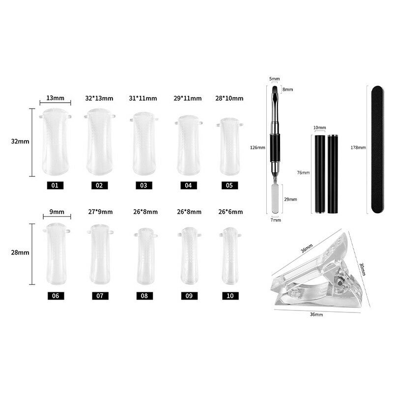 Nail Art Extention Set Nail Brush Acrylic Clip Quick Building Mold Tips Nail KI7