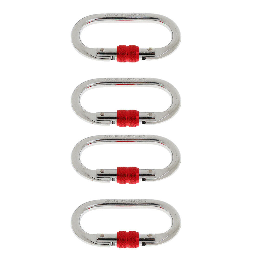4 Pack Heavy Duty D-Ring Locking Carabiner, 25KN Large Carabiners Clip for