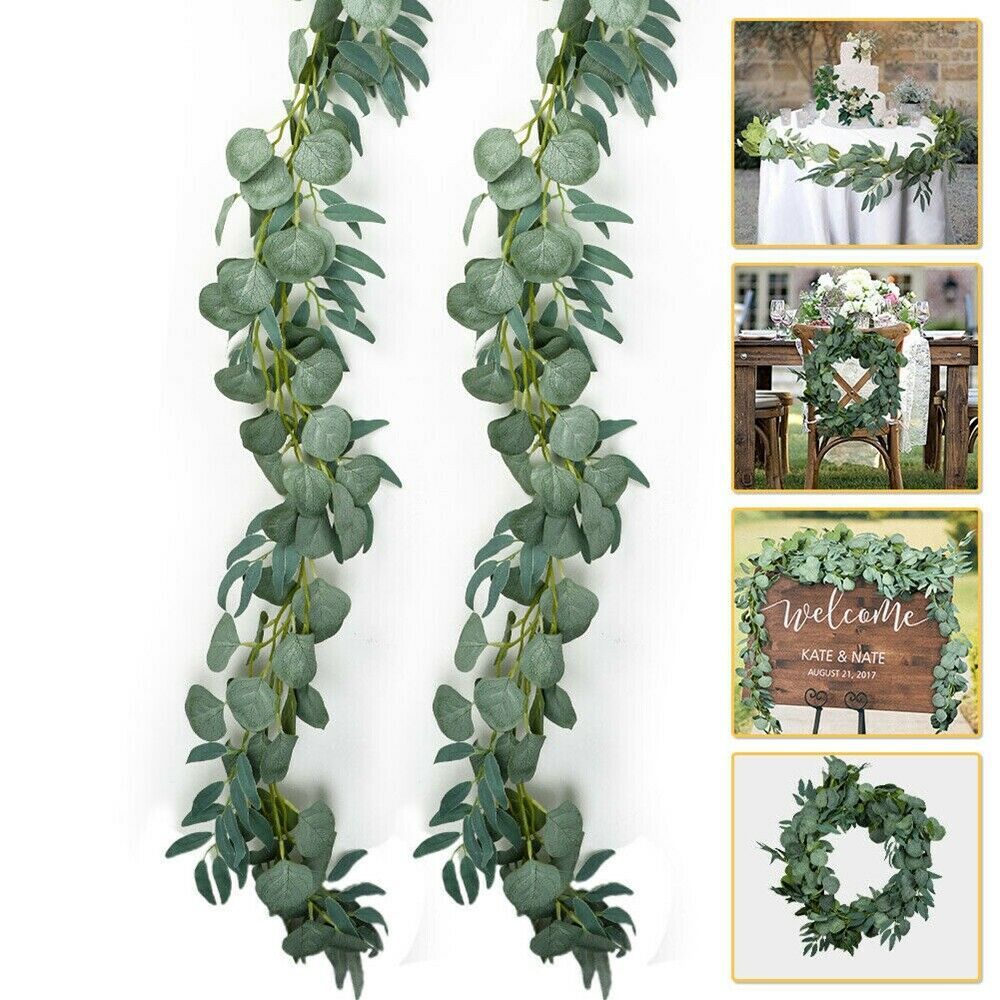 2M 6.5FT Silk Artificial Eucalyptus Leaf Garland Greenery Vine Wedding Decor