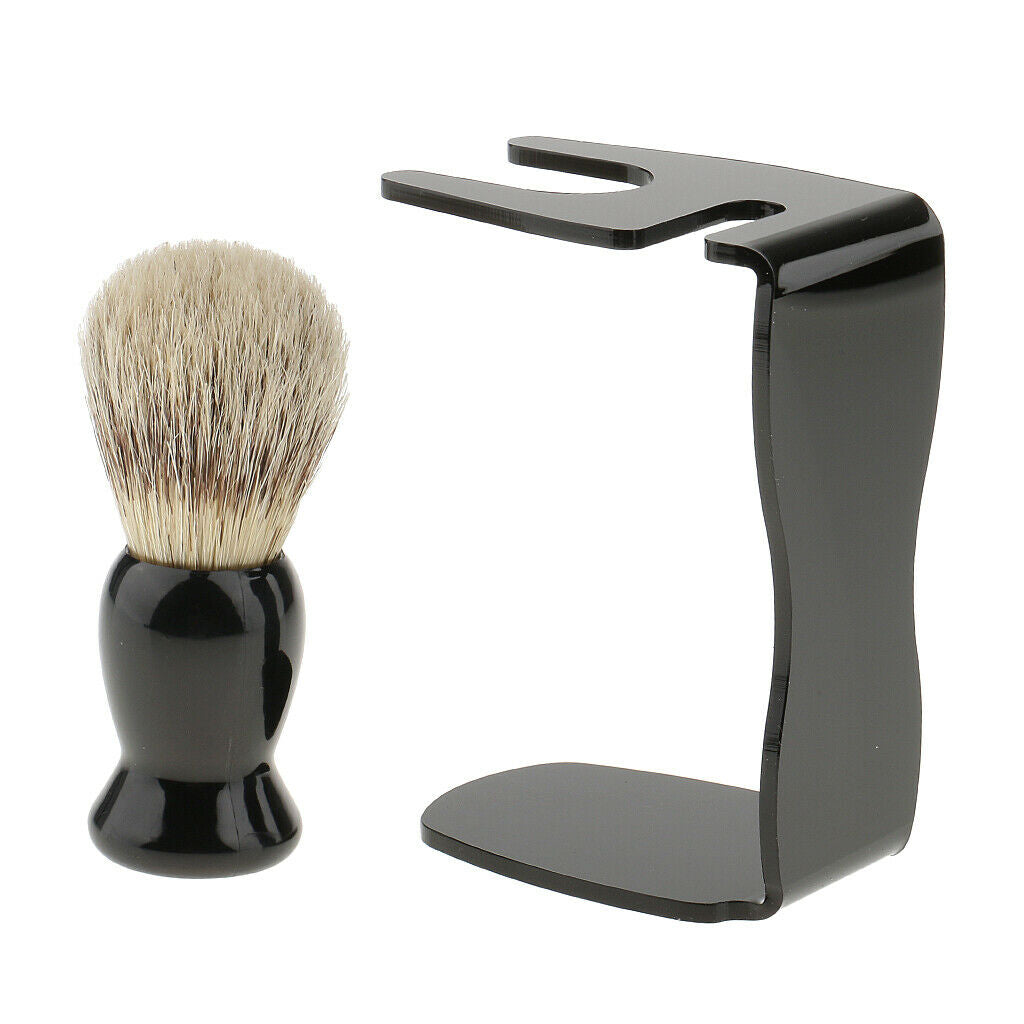 Luxury Manual Shaving Set Kit Hair Shaving Brush +Acrylic Stand +Soap Bowl
