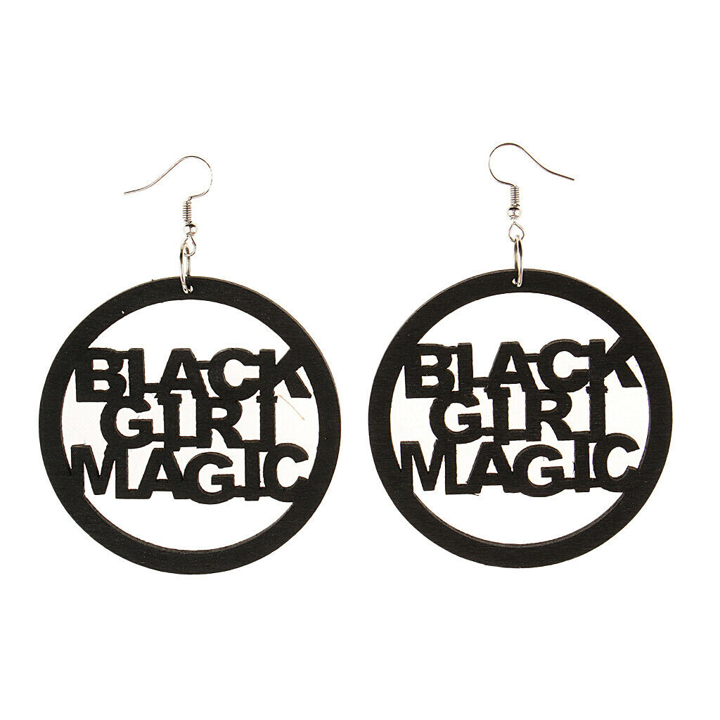 2 Pairs Natural Wooden Girl Dangle Earrings Punk Hippy Ethnic Jewelry