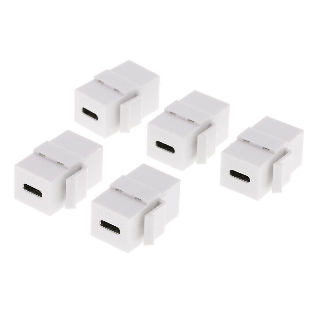 5Pieces Wall Plate Keystone   USB C Type C Female/Female, Coupler Type, White