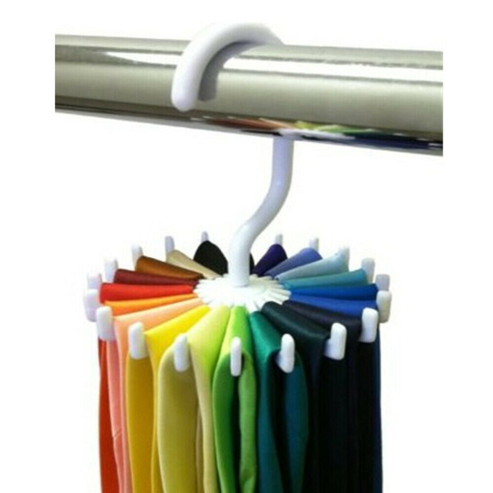 Rotating Belt Tie Scarf Hanger Racks Closet Organizer Holder 20 Hooks Spin 360Âº