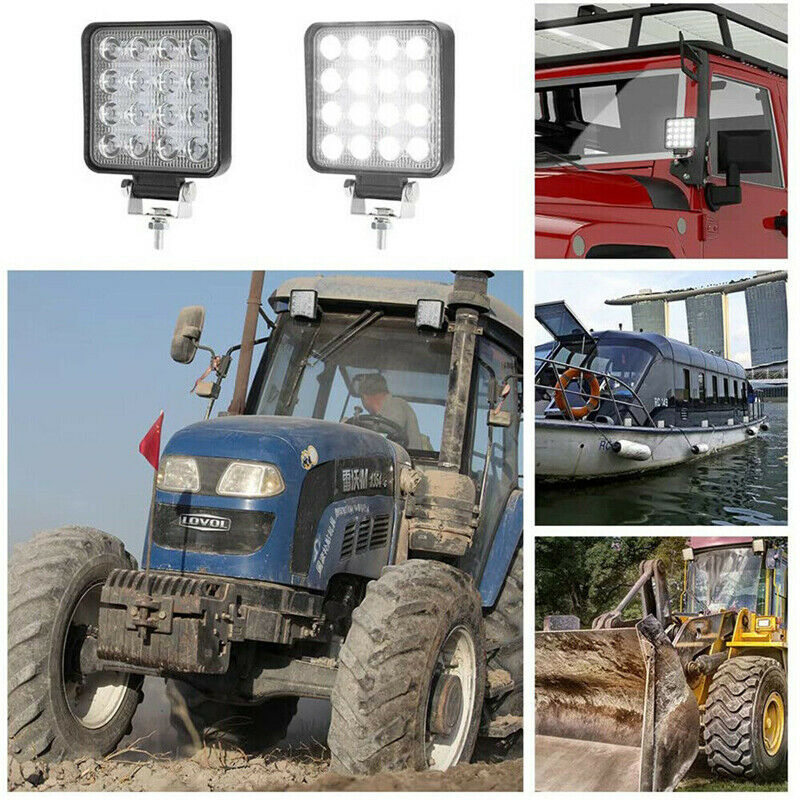 4Pcs 48W LED Square Work Light Pods Flood Spot Lamp Car Truck Off Road Tractor