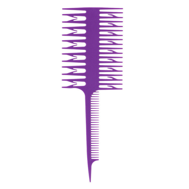 Salon 3-Way Weaver Weaving Comb Hair Dyeing Sectioning Highlighting Purple