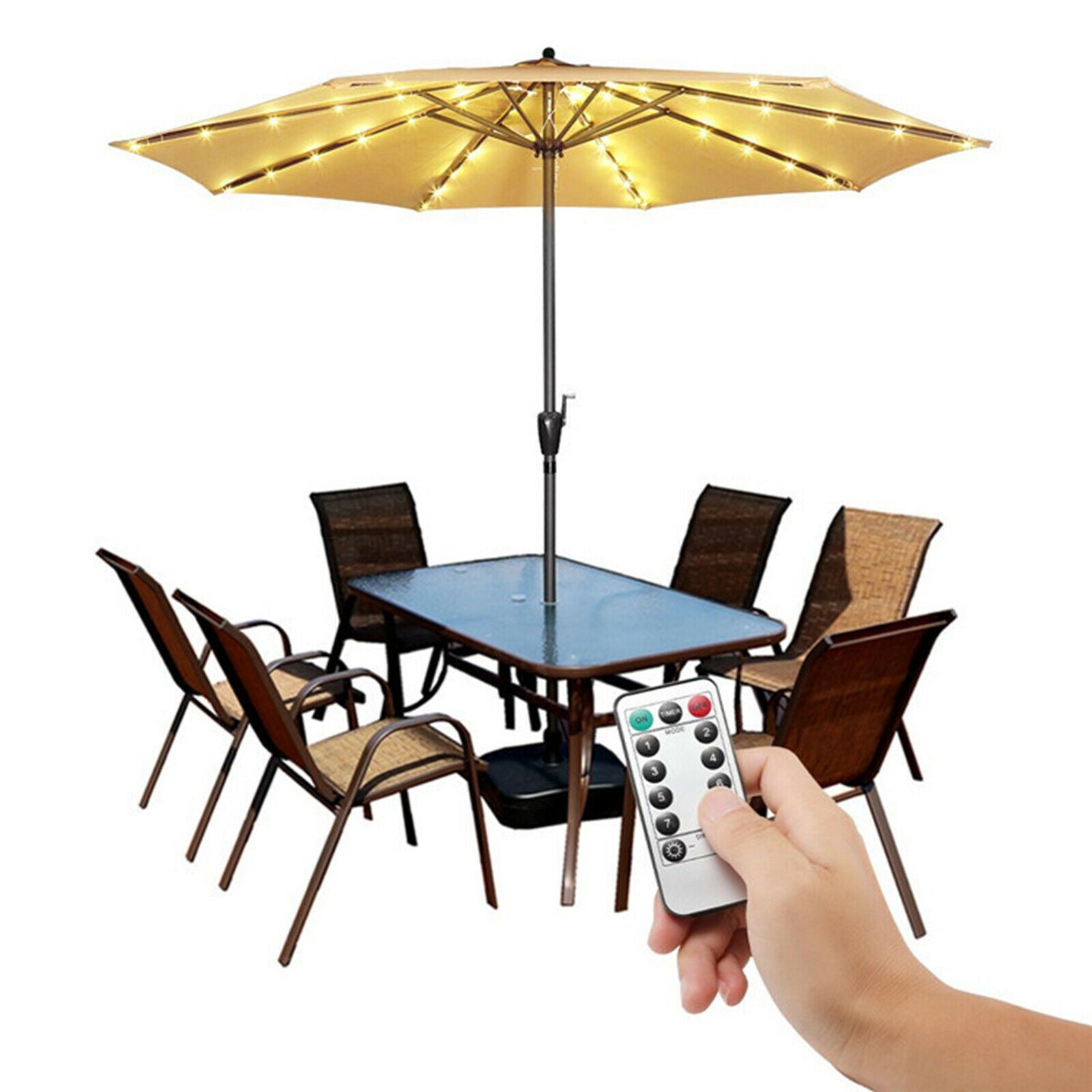 Garden Umbrella Parasol String Light 104LEDs Battery Operated Tents Light
