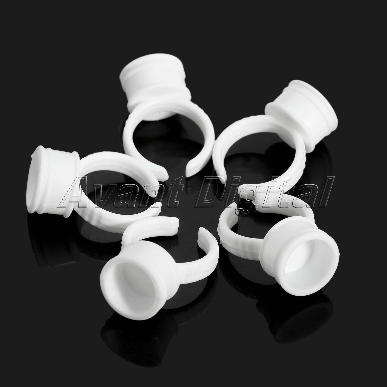 White Plastic Tattoo Permanent Makeup Eyelash Eyebrow Ink Cup Cap Finger Ring