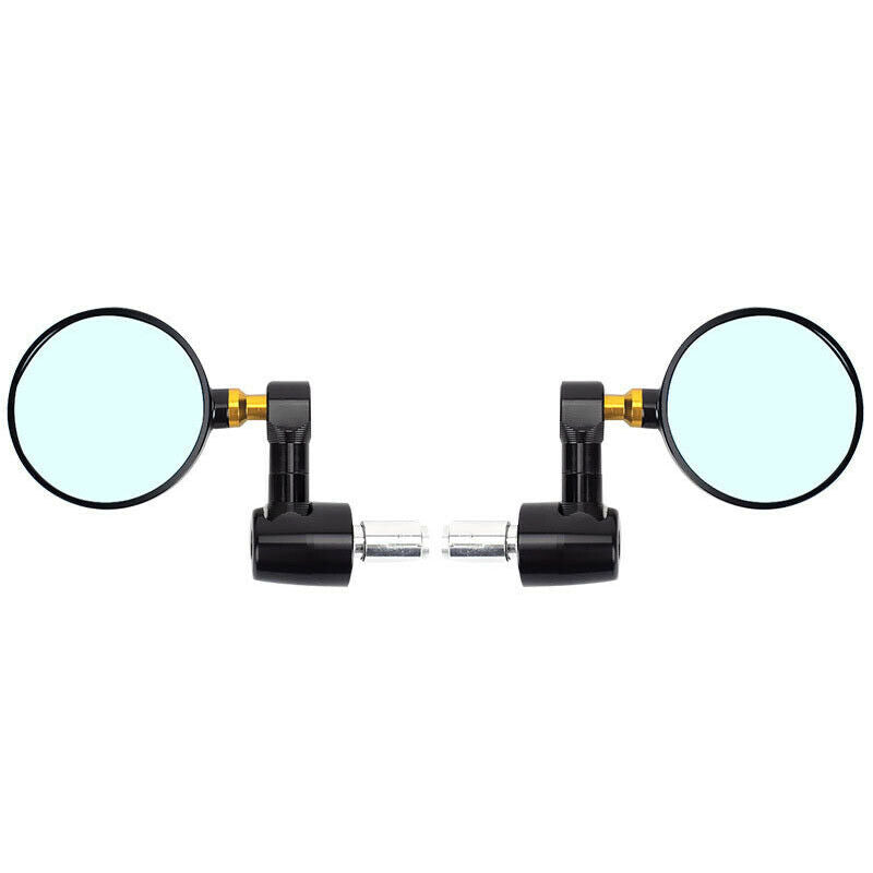 Motorcycle Retro Bike Blue Glass Rearview Mirror AluminumAlloy Convex Left+Right