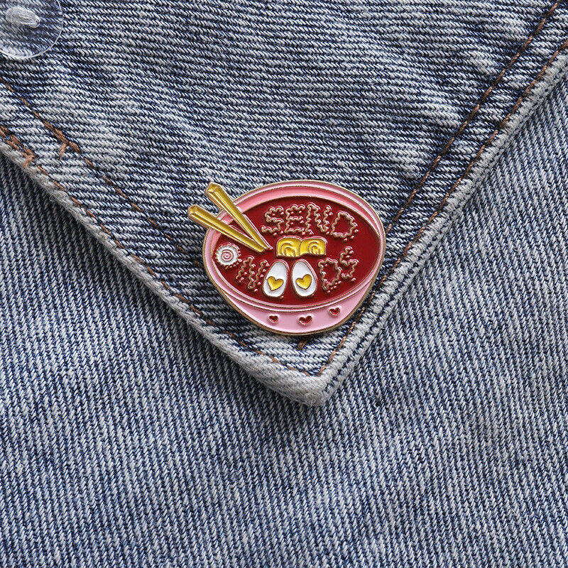 Eggs Ramen Enamel Bowl Noodles Badge Brooches Bag Clothes Lapel pin Badge