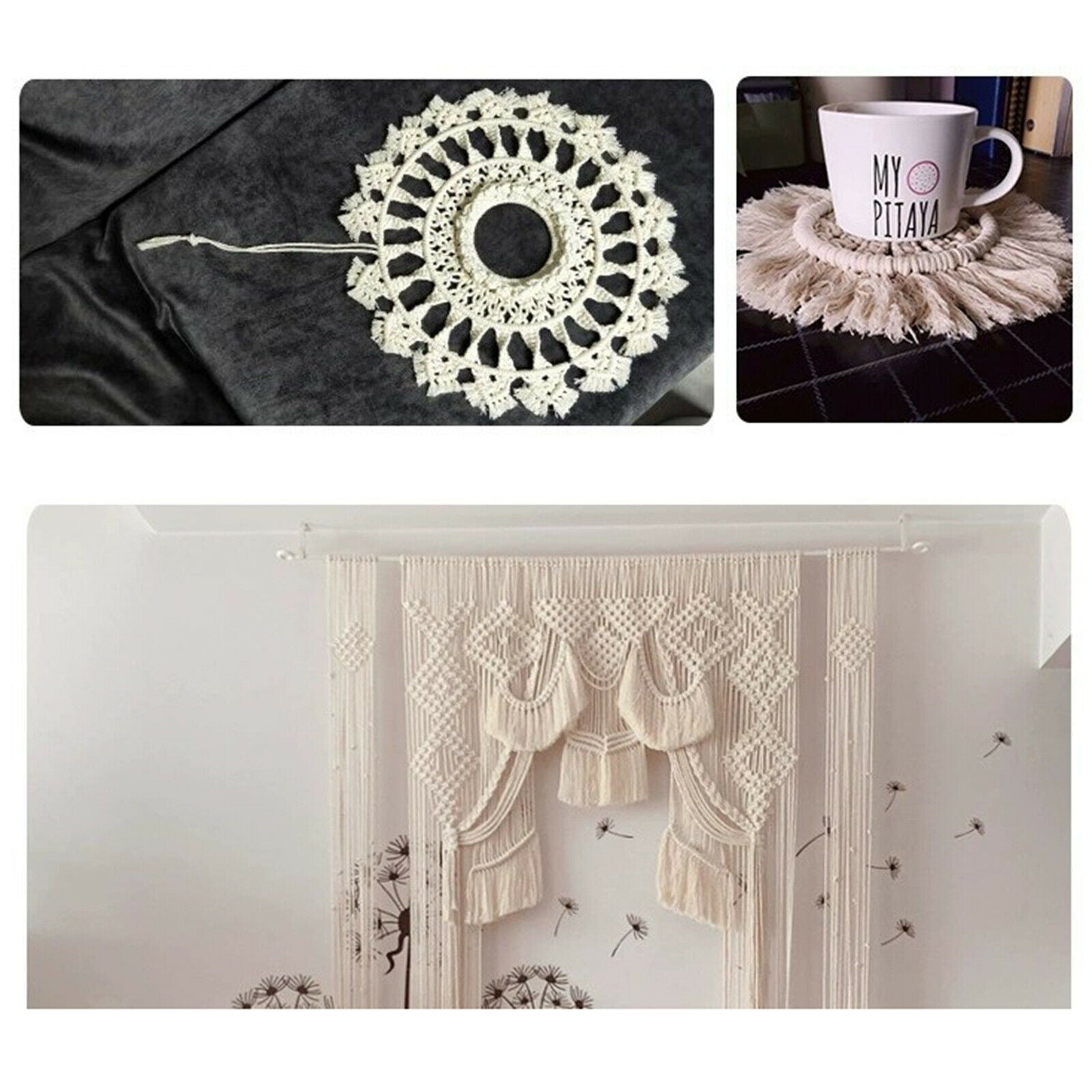 Cotton Twisted Cord DIY Macrame String Rope Textile Tapestry Coaster Accs