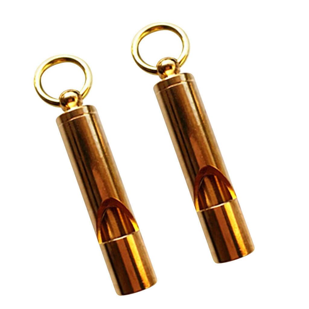 2Pcs Durable Soild Brass Safety Whistle for Scuba Diving Camping Outdoor Water