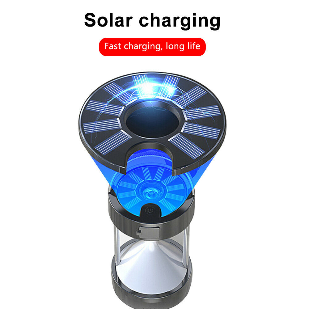 USB Solar Charging LED Camping Light Hourglass Tent Lamp Outdoor Waterproof