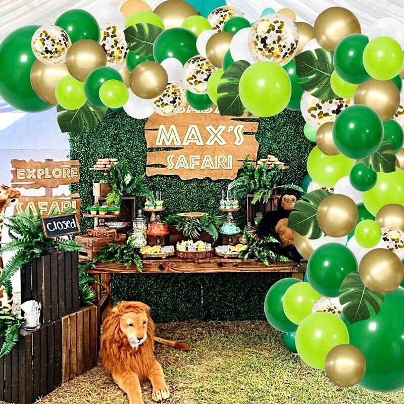 134Pcs Jungle Party Balloon Arch Green Balloon Decoration, with Artificial TN8S5