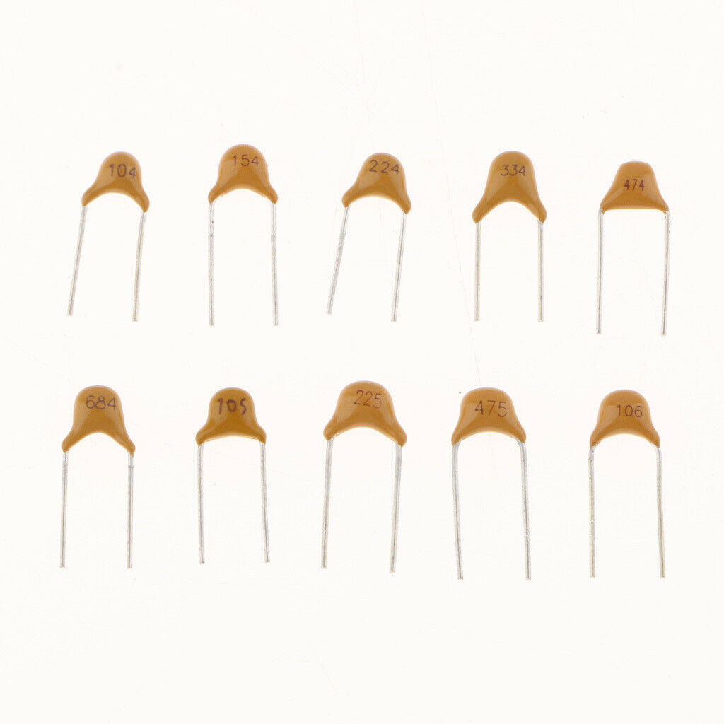 500 Pieces Assortment Kits Monolithic Electronic Ceramic Capacitors 0.1uF ~ 10uF