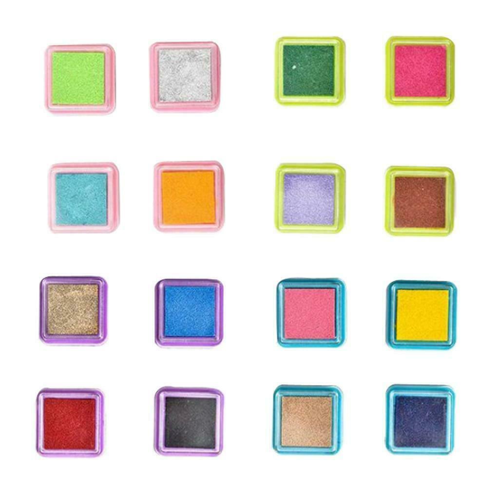 16Pcs Ink Pad Pigment Paper Wood Fabric Craft Washable Kids Stamp Pads Kit