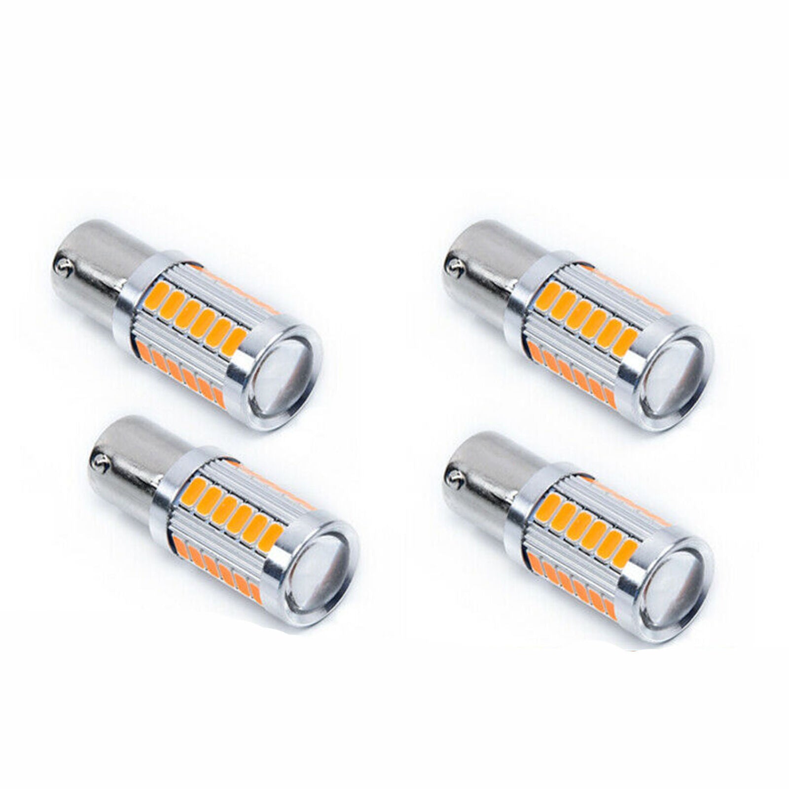 4X1156 Strobe Flash BA15S P21W LED Daytime Running Light Amber Fog Bulb 33SMD