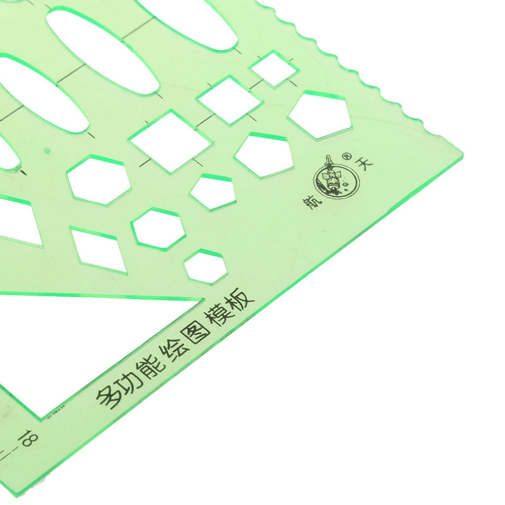 2x Multi-functional & Building Template Ruler Plastic Drafting Drawing Tool