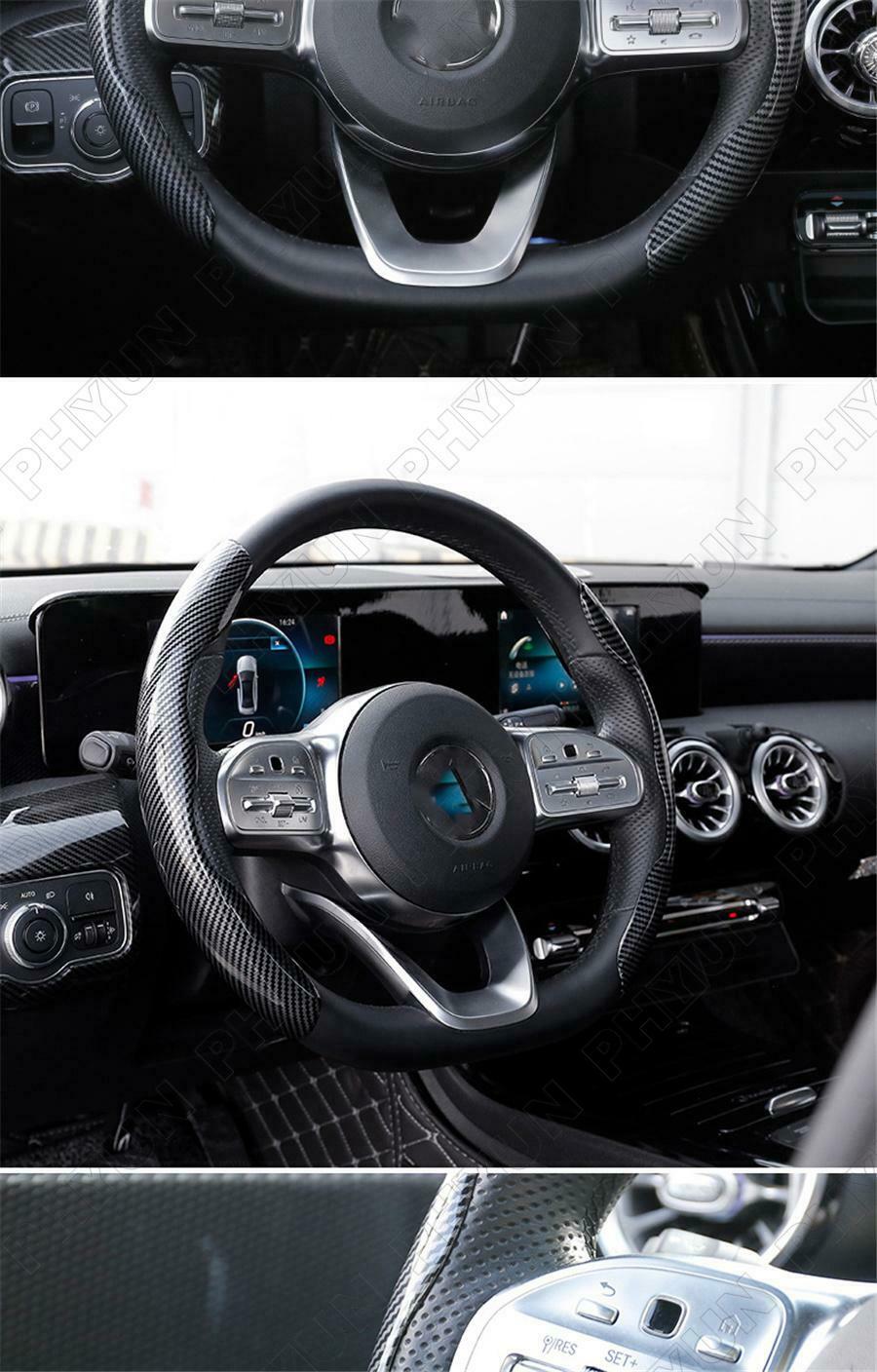 38cm Universal Car Interior Steering Wheel Cover Carbon Fiber Look NonSlip Cover