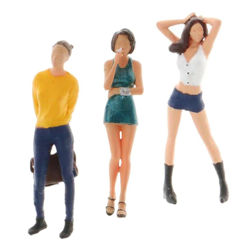 3 Pieces 1/64 Classic People Character Men Women Diorama Accessory Decor