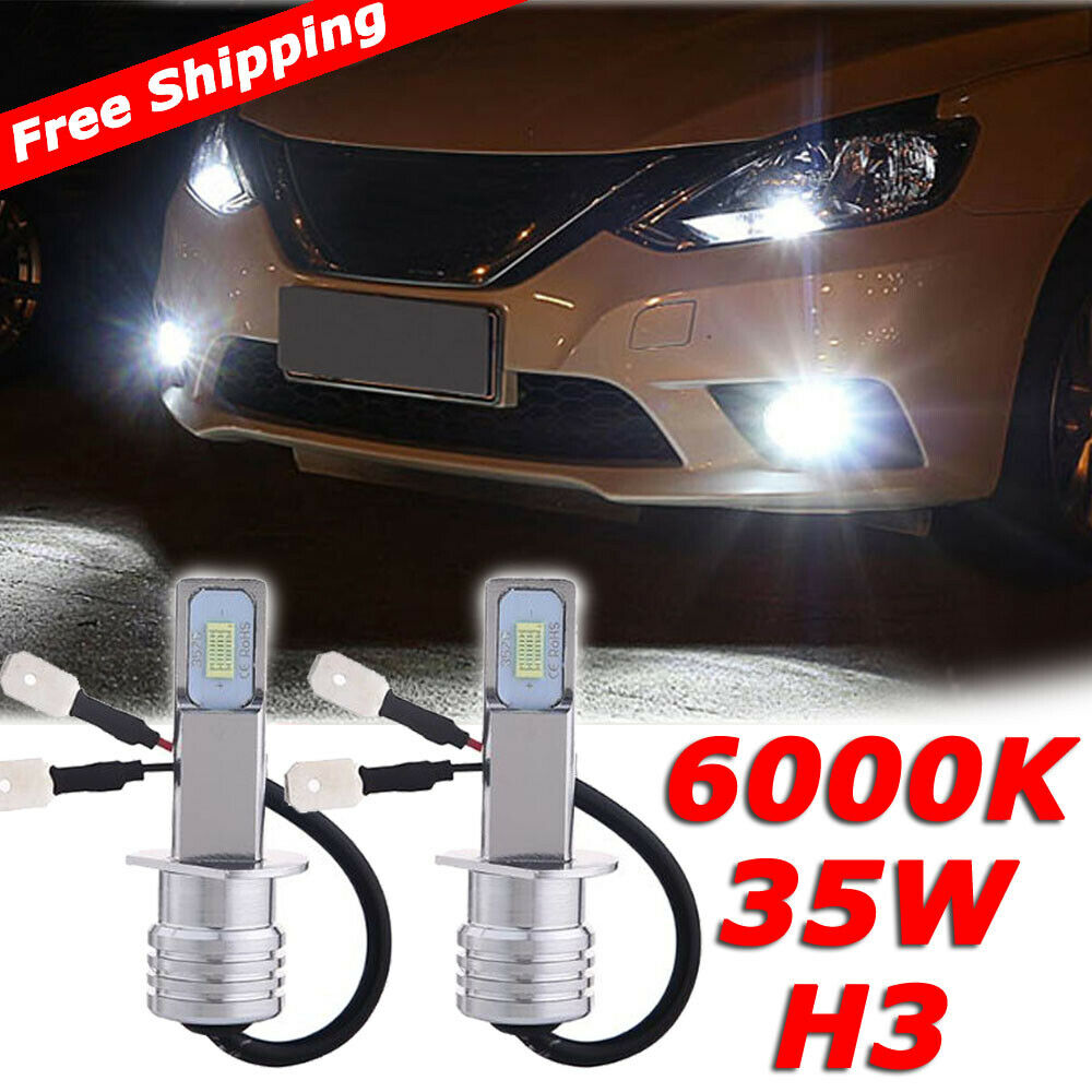 H3 pure white bright 35w LED Fog Driving Light Bulbs conversion kit canbus 6000k