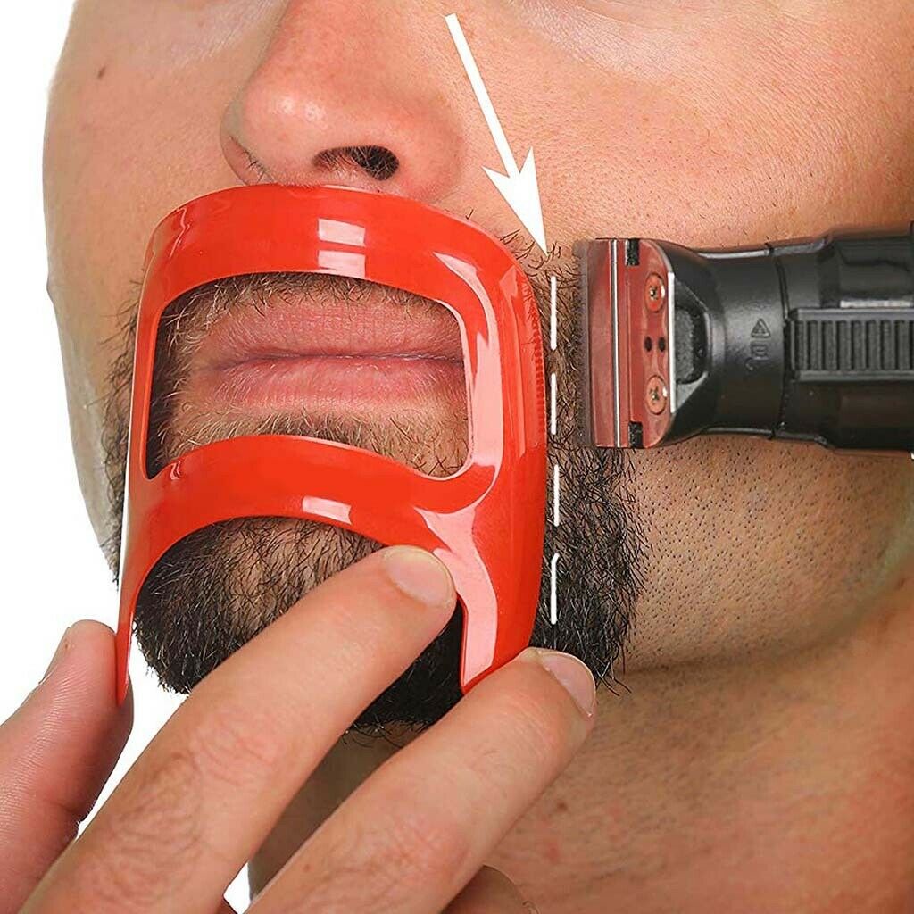 Men Beard Shaping Styling Tool Neckline Shaving Template Grooming Kit Red