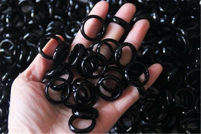 20pcs  Wholesale Natural stone Black Agate jade Ring size 7.5 #