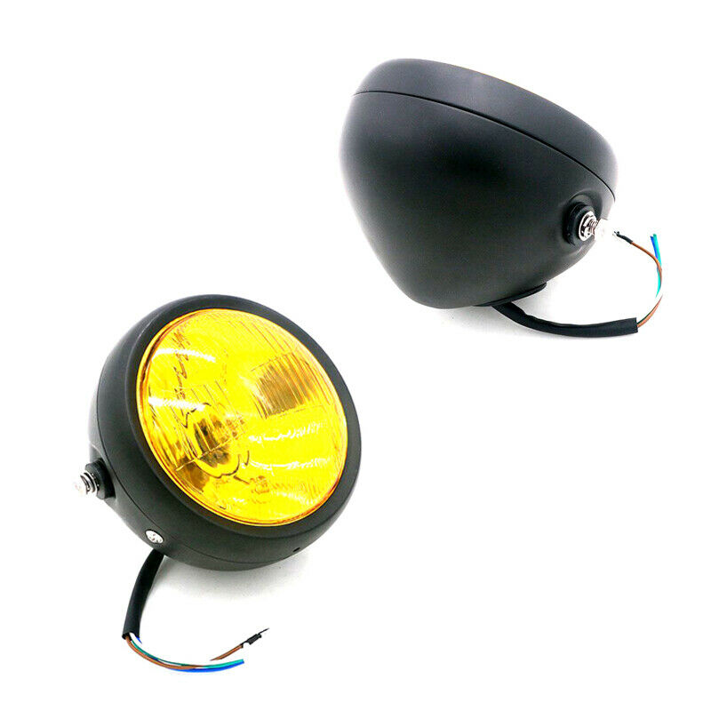 High/Low Beam 6.5" 12V Amber Motorcycle Headlight Spot Fog Light Lamps Universal