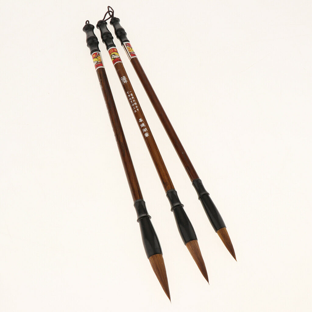 3 Pieces Wolf Hair Calligraphy Brush Pen Chinese Traditional Writing Painting