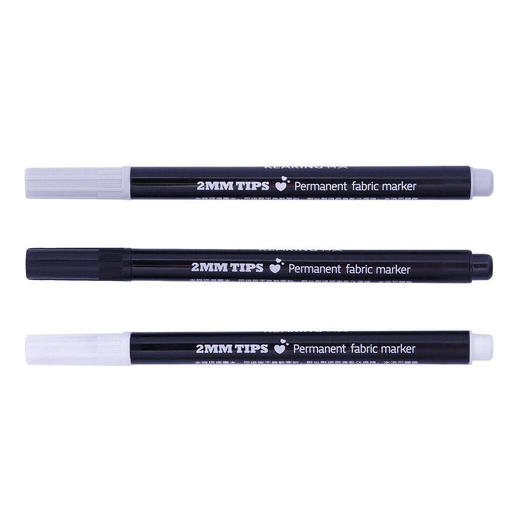 Prettyia 6x 2mm Permanent Fabric Maker Pens for Name Tags Label Garments Bag