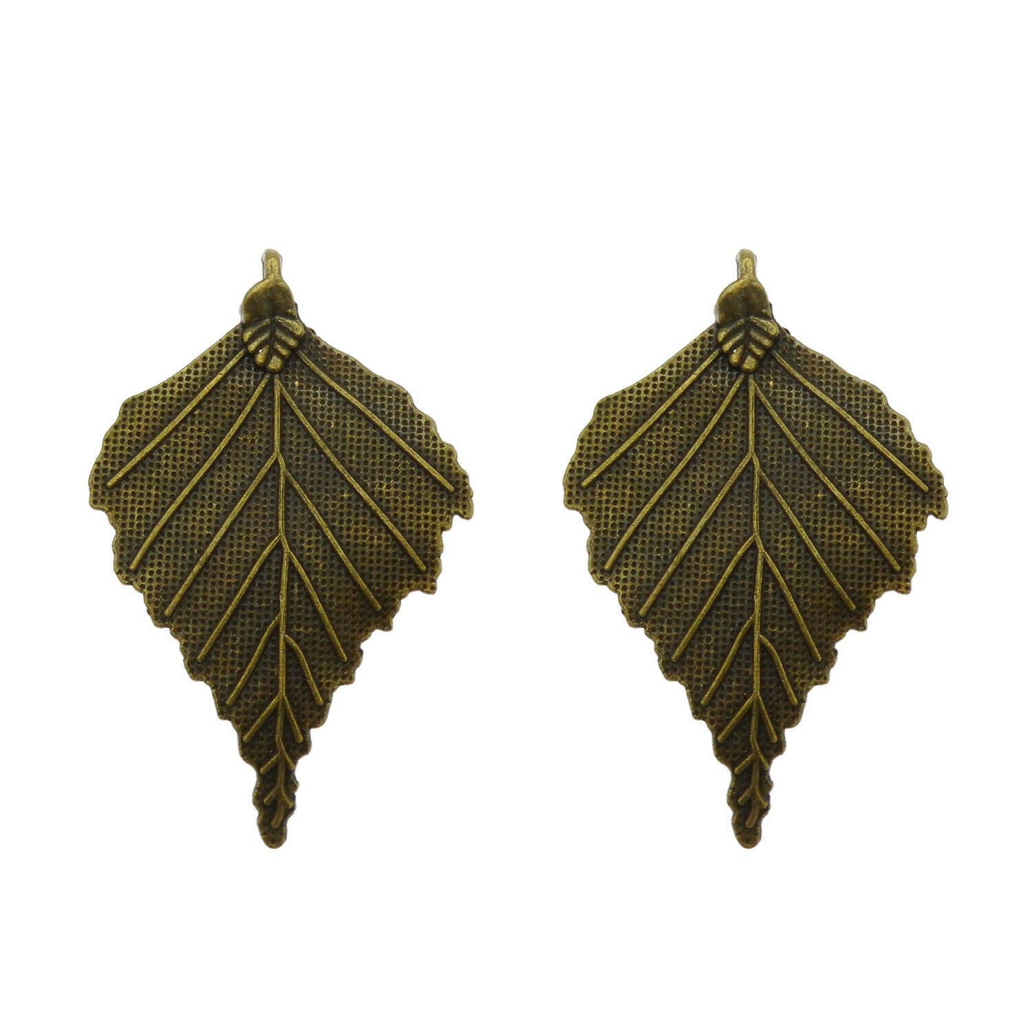 4-pack Alloy Maple Pendant Antiqued Bronze Color Jewelry Making Charms 65x45mm