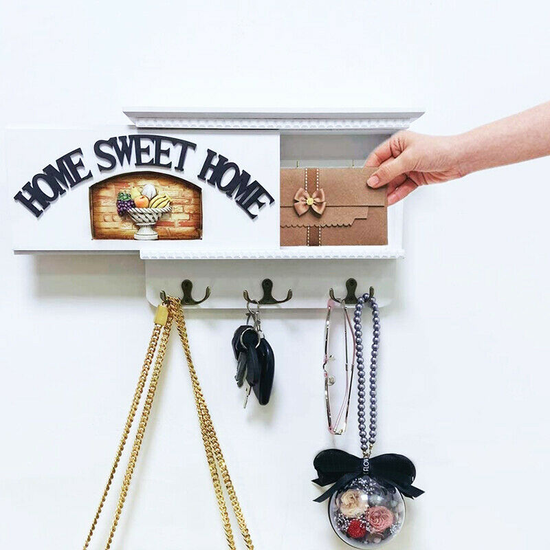 Mail Holder for Wall Key Rack for Wall White Decorative Entryway Organizer fN4E8