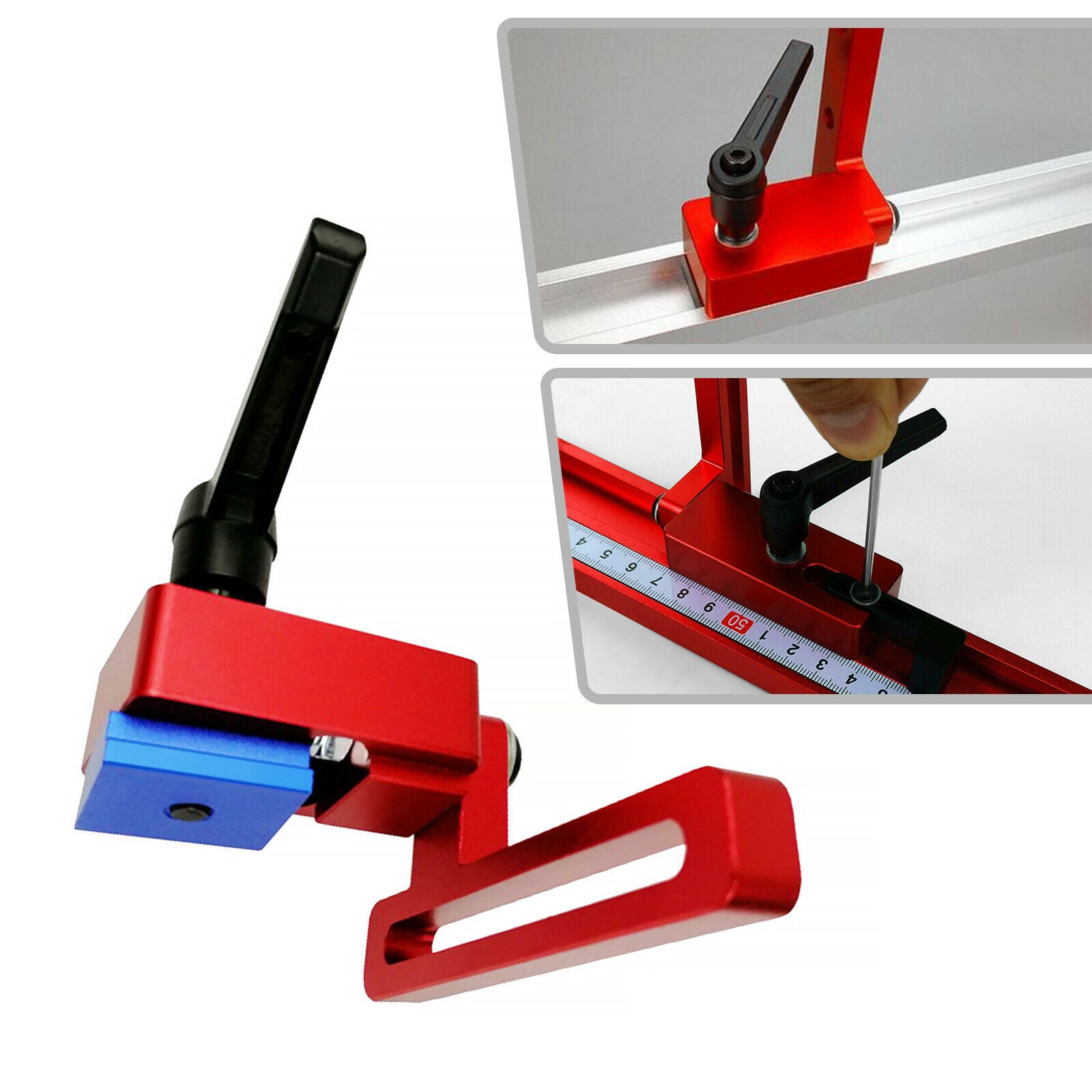 2 x Durable Aluminum Alloy Miter Track Stop 45 Type Woodworking Limiter