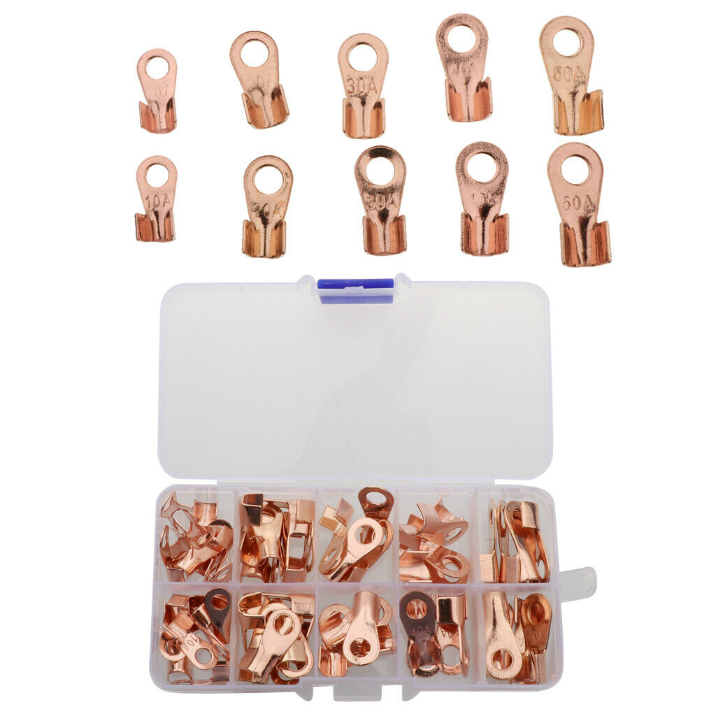 70 Pcs Open Ring Lug Terminals Wire Crimp Connector OT 10A 20A 30A 40A 50A, Easy