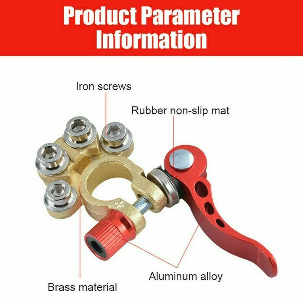 2PCS 4-Way Car Battery Terminals Connector Clamps Quick Release Clamp Disconnect