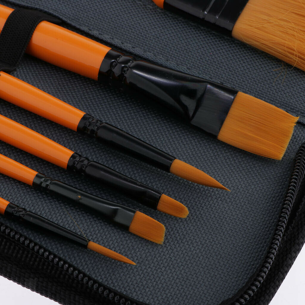 10 Pcs Artist Painting Brush Wooden Handle Nylon Hair Brushes Painting Kits