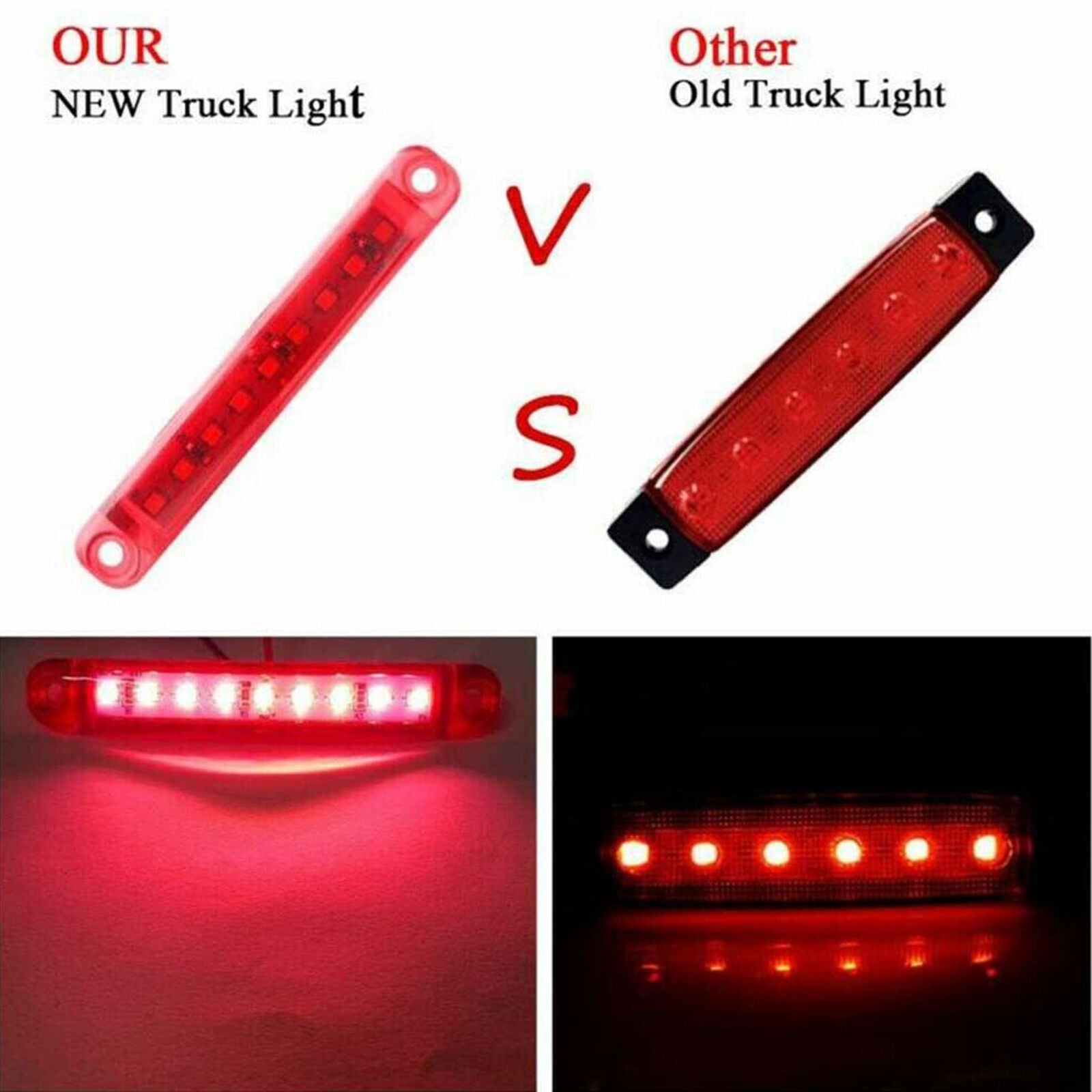 10X 9 LED FOR TRUCK TRAILER CAR BUS RED SIDE REAR FRONT MARKER LIGHT LAMPS 24V