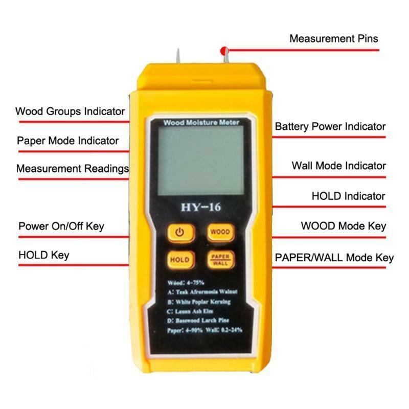 Wood Moisture Meter Two Pins Wall Moisture Detector Paper Humidity Tester