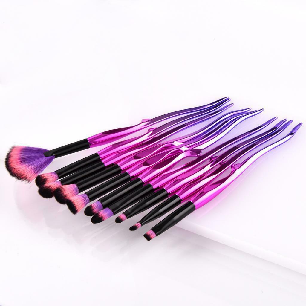 10 Pieces Kabuki Cosmetic Set Powder Foundation Eyeshadow Lip Makeup Brushes