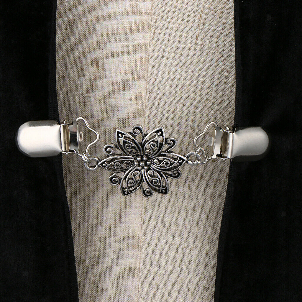 Lady Duck-mouth Plated Metal Flower Collar Clip Shawl Cardigan Collar Holder
