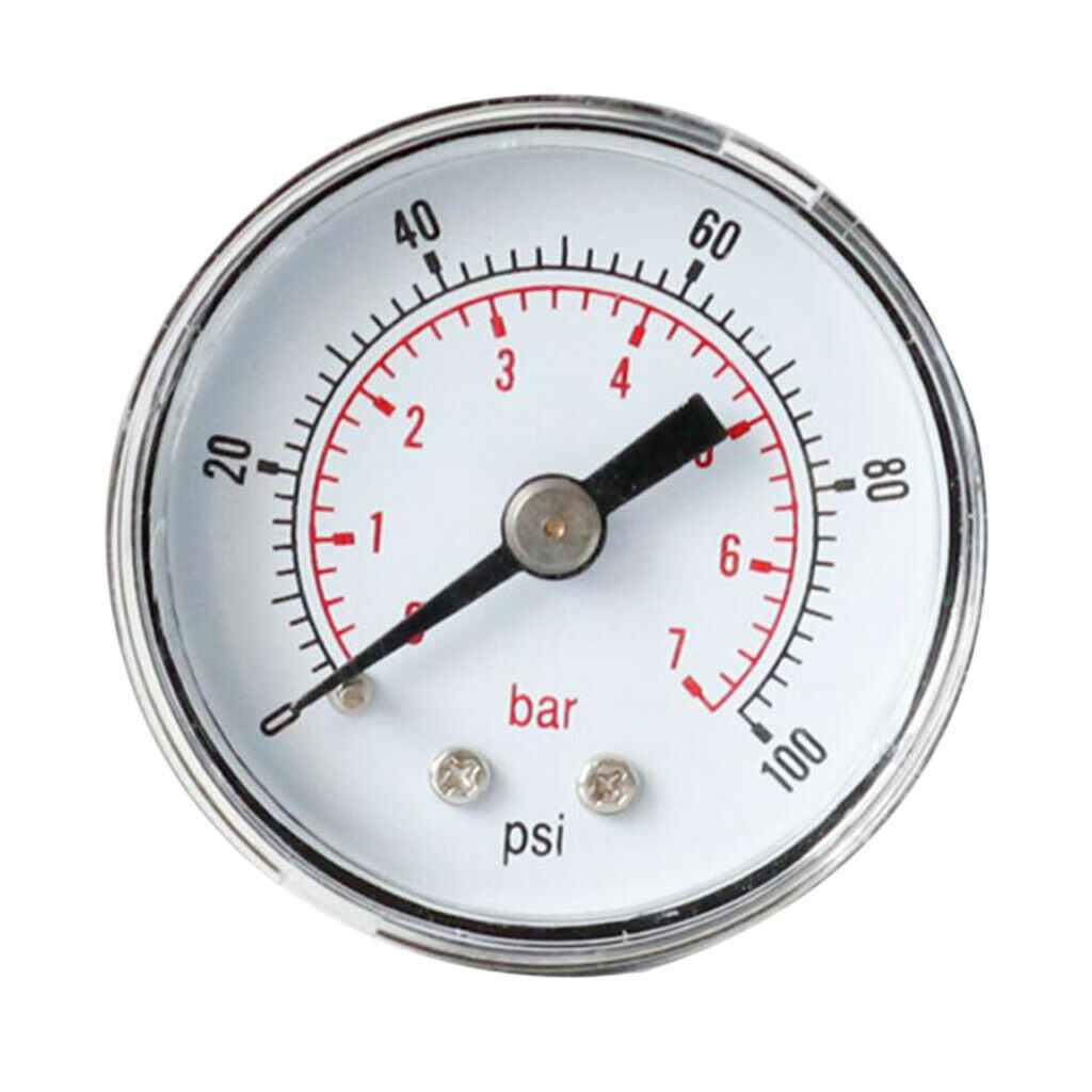 TS-Y40Z8 40mm Air Pressure Gauge 0-100 PSI 0-7bar Horizontal Back Rear