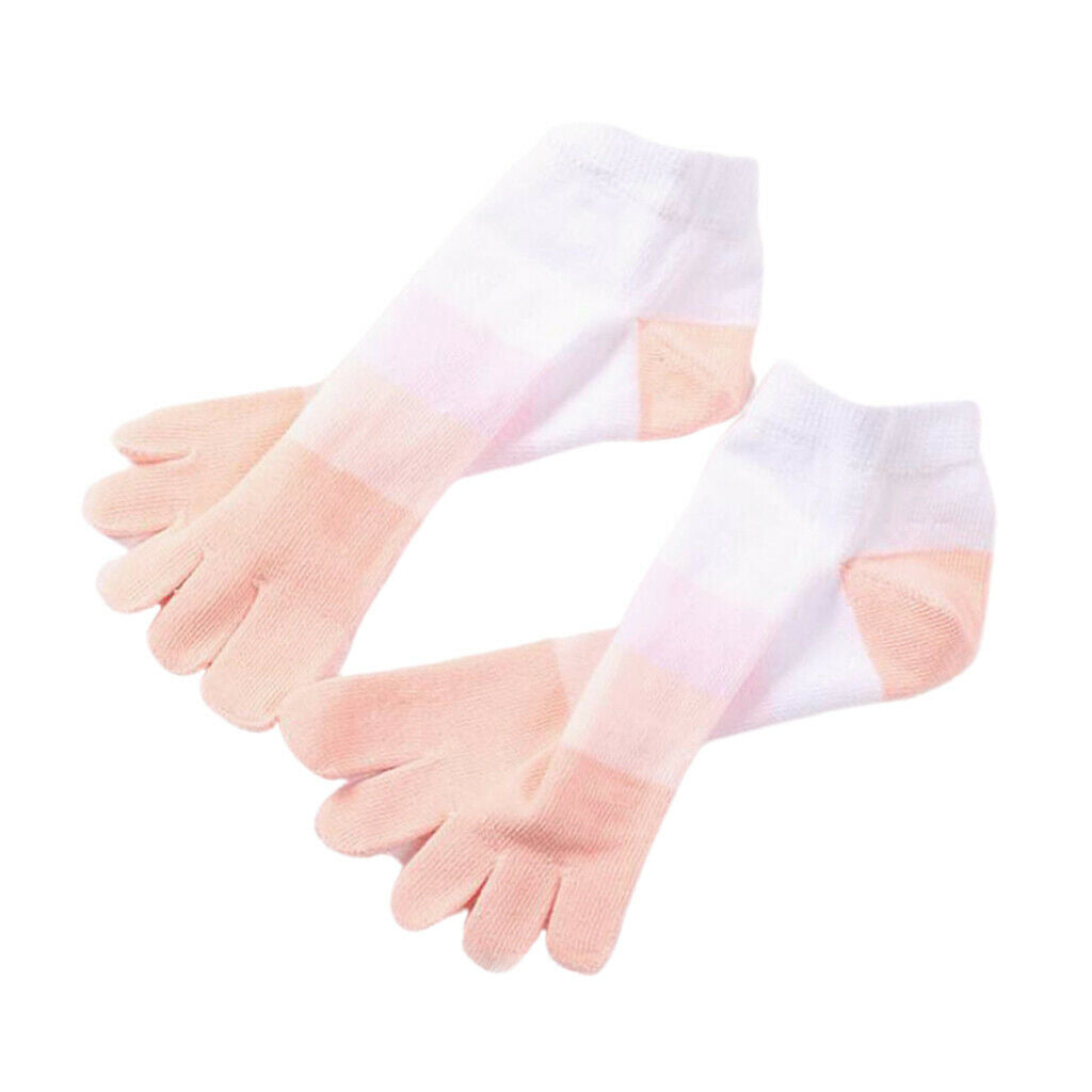 Ankle Striped Toe Socks Cotton Warm Ankle Socks for Men and Women Pink