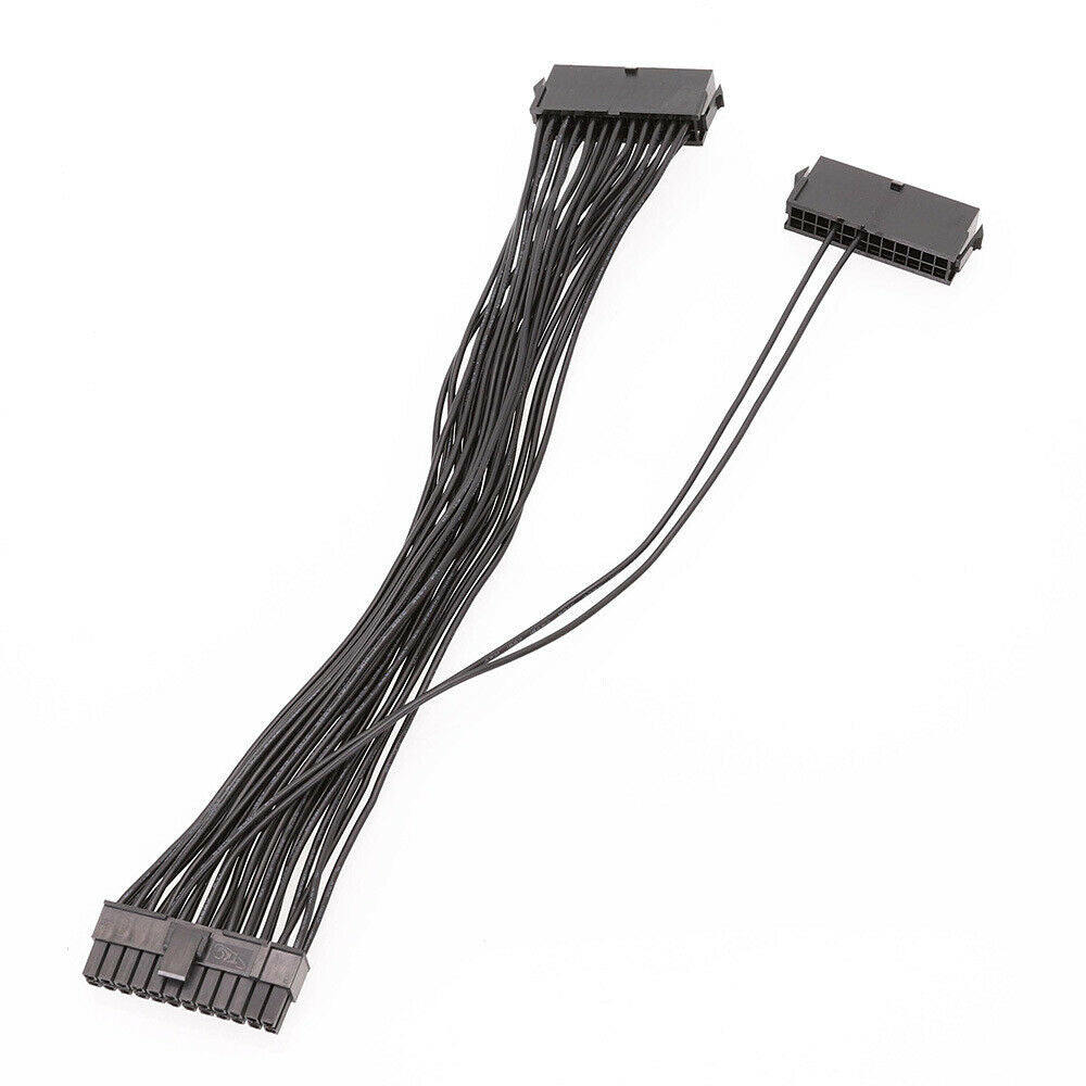 Dual PSU Power Supply 24-pin ATX Motherboard Adapter Connector Cable Cord