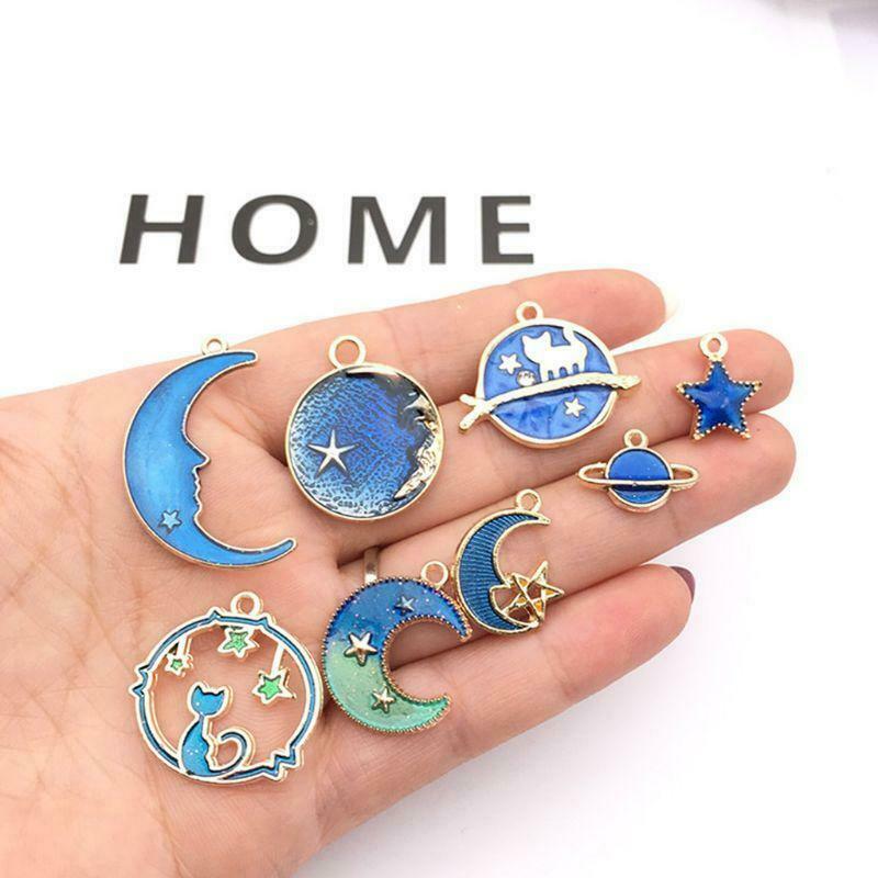 24 Pcs/pack DIY Jewelry Accessories Drop Oil Alloy Small Pendant Bracelet Moon