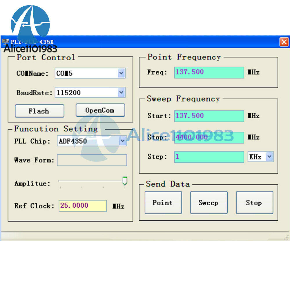 137.5MHZ-4400MHZ ADF4350 RF Signal Source Generator Wave / Point Frequency