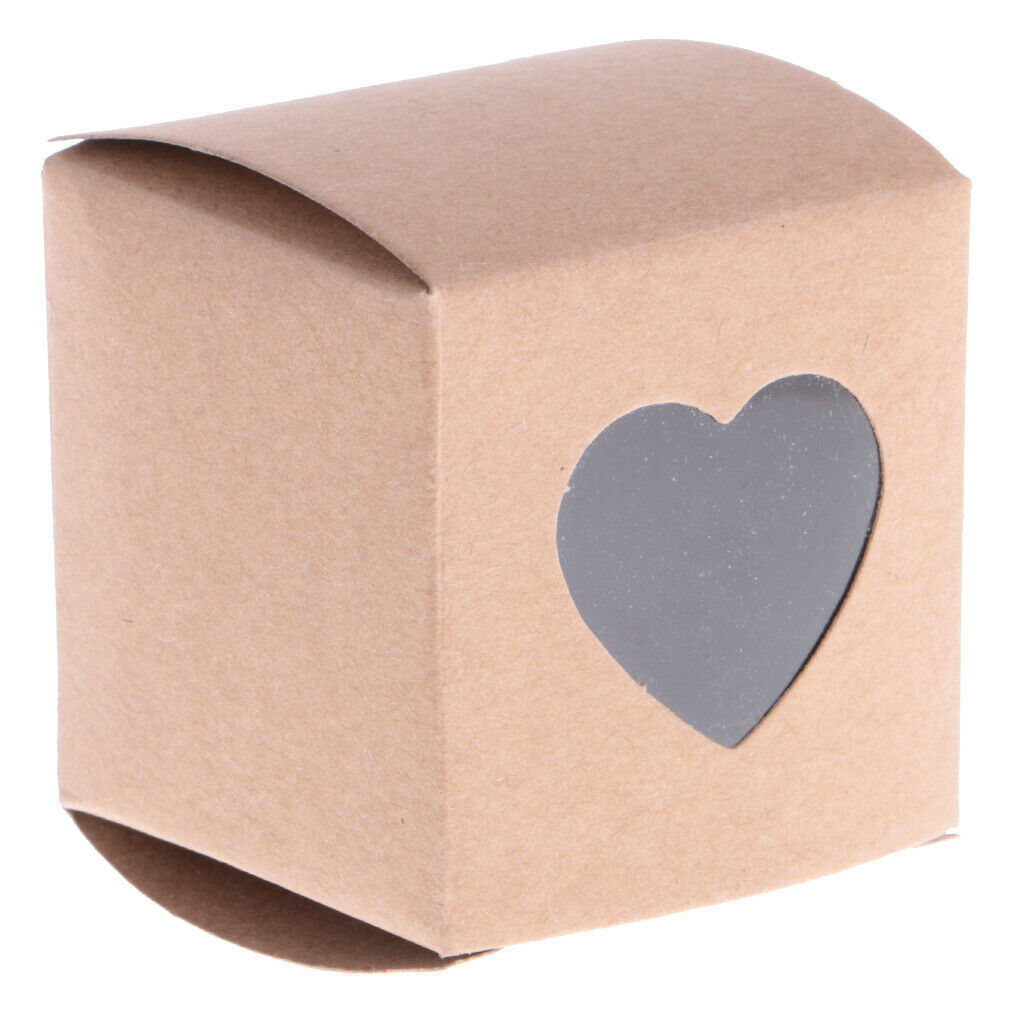 50 X Kraft Rustic Candy Gift Boxes Heart Window Decor Gift Favors